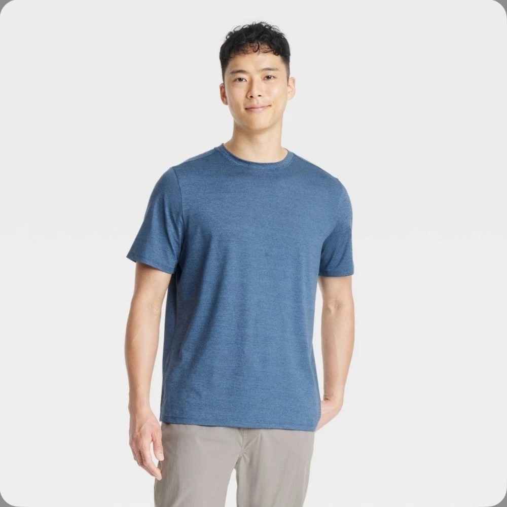 All in Motion Mens XL Soft Stretch T-Shirt Blue Heather Moisture Wicking UPF 50+